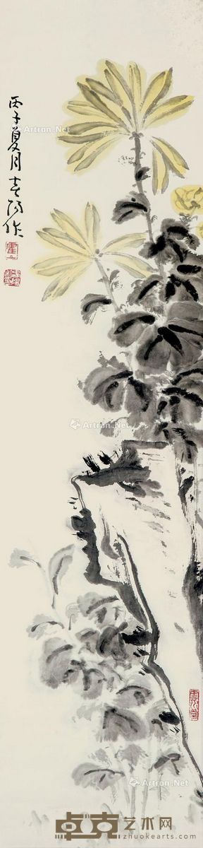 霍春阳 菊石图 135×33cm