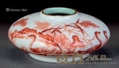清 矾红芦雁水盂 直径6.5cm
