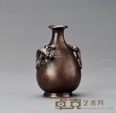 清早期 铜胎双螭龙玉壶春瓶 高8.4cm