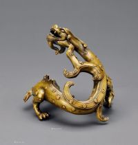 清中期 铜雕螭龙笔架