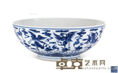 清乾隆 青花海水福寿碗 直径21.8cm