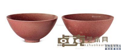 清 豇豆红釉碗 （一对） 直径14cm