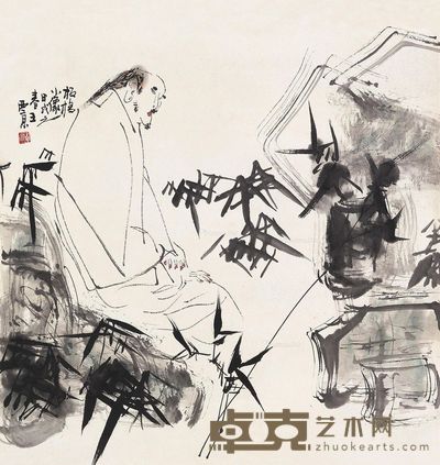 王西京 板桥小像 46×43cm