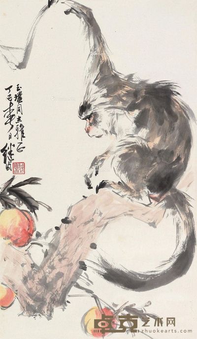 刘继卣 神猴献寿 70×41cm