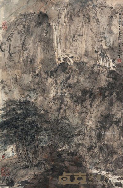 傅抱石 溪山行旅图 63×41cm