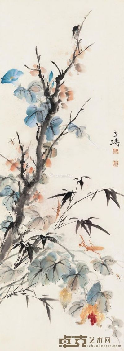 王雪涛 花卉草虫 97×34cm