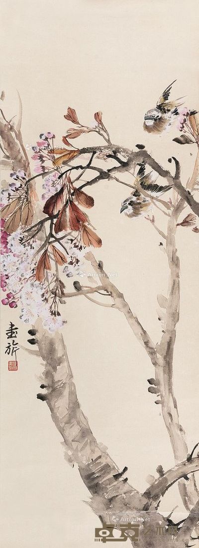 张书旂 花鸟 92×33cm