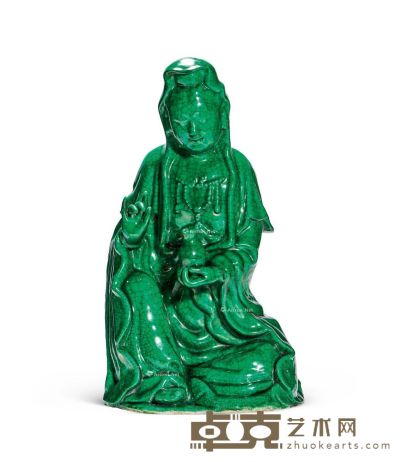 清雍正 绿哥釉宝瓶观音 高44.5cm