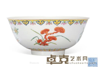 清道光 粉彩四季花卉大碗 直径18.5cm