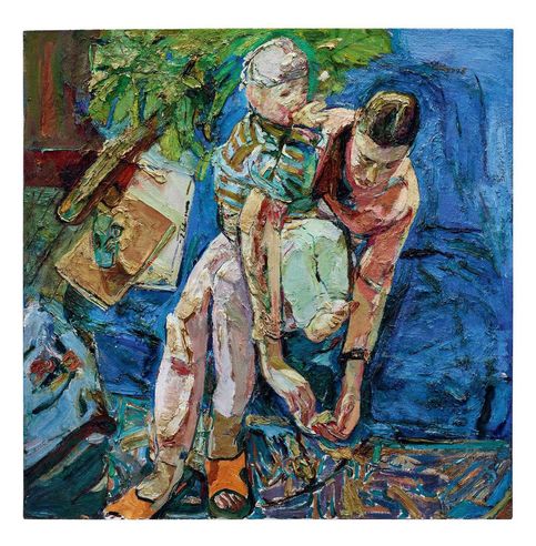1995年作 母与子 油彩 画布