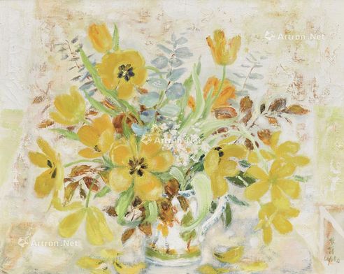 黄色罂粟花 油画画布