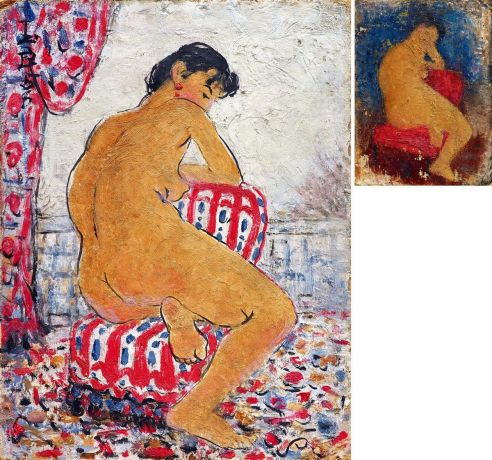 1958年作 窗前裸女（双面画） 油彩 画板