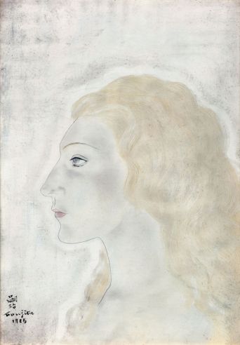 1925至1926年作 女人侧像 油彩 墨 复合媒材 画布