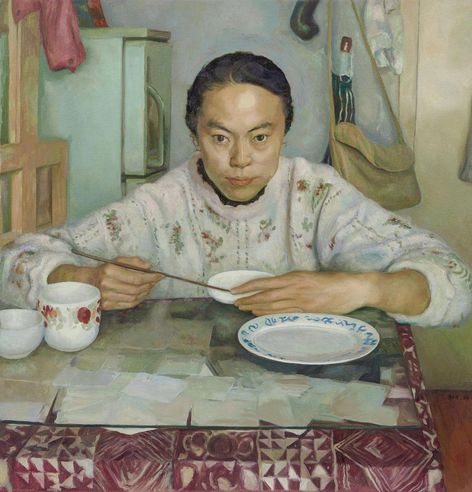 1994年作 桌前人物 油彩 画布