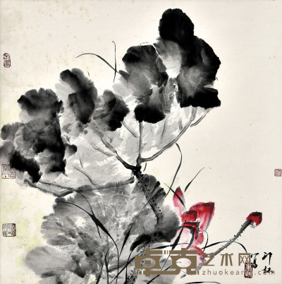 萧朗　花卉 68×68cm