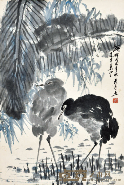 陶天月　湖畔花鸟 68×45cm