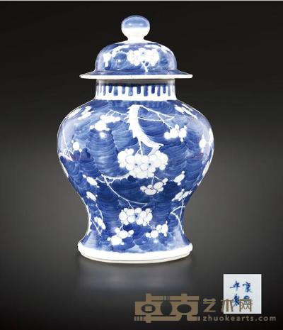 清 冰梅将军罐 高：30cm