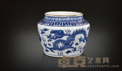 清代 青花龙纹尊 高:21cm