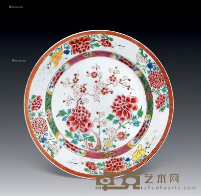 乾隆 粉彩花卉盘 口径22.9cm；底径13cm