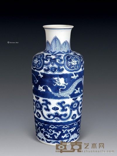 清代 青花图案瓶 高23.7cm；口径6cm