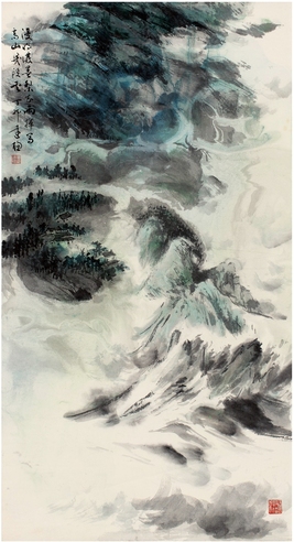 黄达聪 云山烟雨图