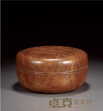 清·瘿木起线捧盒 高9.4cm；直径17.5cm