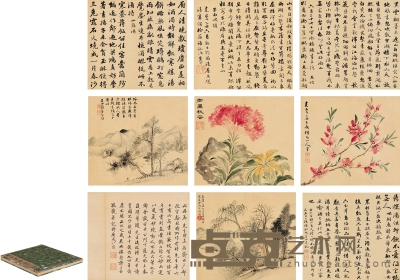 黄钺 山水书法花卉册 21.5×19.5cm×9