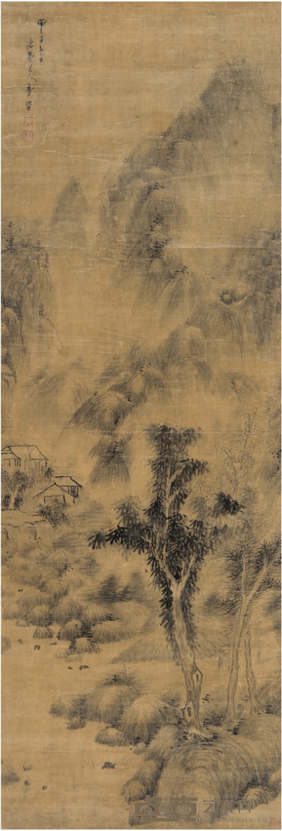 李流芳 疏林远岫图 132×45cm