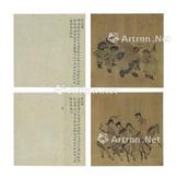 Figures Album of ten double leaves ink on silk/gold-flecked paper Each leaf measures