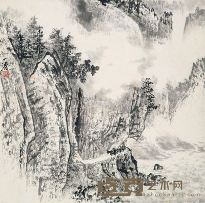 山水 立轴 设色纸本 34×34.5cm