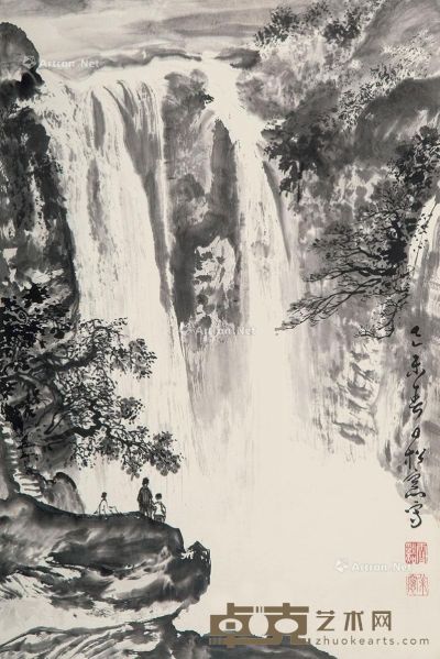 1979年作 观瀑图 立轴 水墨纸本 68×45.5cm