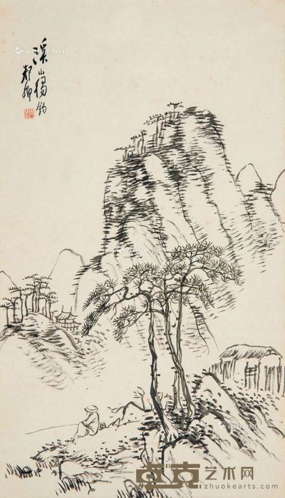 溪山独钓 立轴 水墨纸本 52×30cm