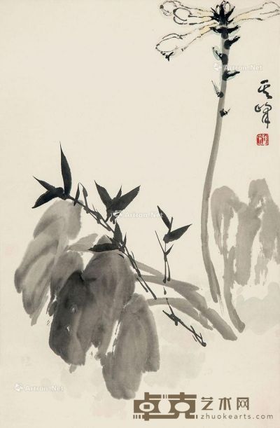 竹卉图 立轴 设色纸本 69×46cm