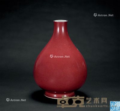 乾隆 霁红釉玉壶春瓶 高28cm