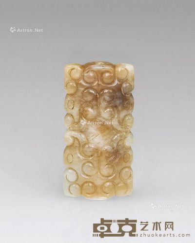 清或更早 青白玉如意纹勒子 3.4×1.2×0.8cm