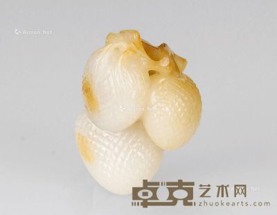 清 白玉圆雕荔枝 5.4×4.1×2.9cm