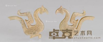 西周 玉鸟 (一对) 4.4×3.4×0.3cm×2