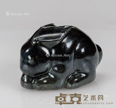 清 黑釉兔子 高9.5cm