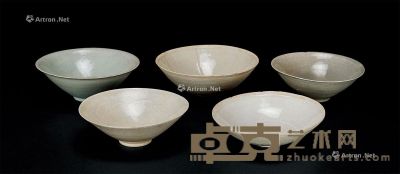 宋 白釉，影青釉碗 （五个一组） 直径16.6-19cm