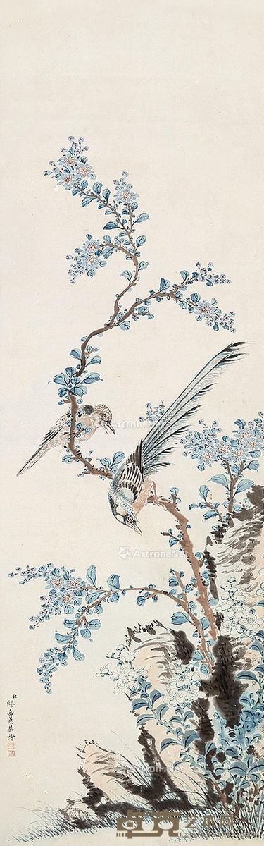 缪嘉蕙 花鸟 135×41cm