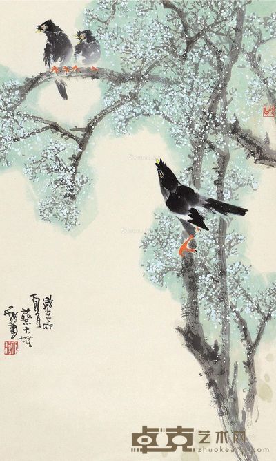 蔡大雄 鸣禽图 83×50cm