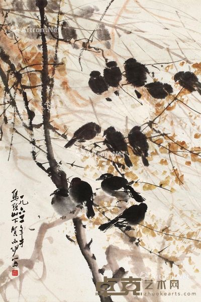 贺志伊 花鸟 85×57cm