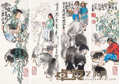 史国良 人物 34×12cm×4