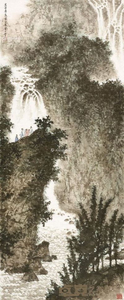 金大雪 高士寻泉图 49×116cm