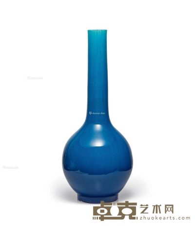 清中晚期 孔雀蓝长颈瓶 高76cm