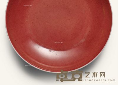 清雍正 霁红釉盘 直径16.5cm