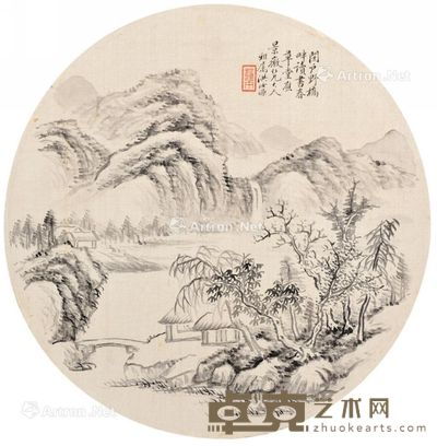 洪汝源 山水 直径26cm