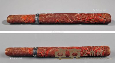 清 竹雕松下高士图信筒 23.5cm