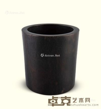 清 紫檀笔筒 口径14cm;高14.5cm