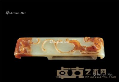 明 青玉红沁螭龙纹剑具 10×2.5cm